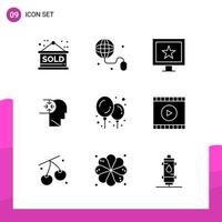 ensemble d'icônes de glyphe pack de 9 icônes solides isolées sur fond blanc pour la conception de sites Web réactifs impression et applications mobiles fond vectoriel d'icône noire créative