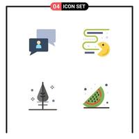 ensemble moderne de 4 icônes et symboles plats tels que le chat merci utilisateur pacman food éléments de conception vectoriels modifiables vecteur