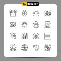 16 icônes créatives signes et symboles modernes de l'amour coeur pause sommeil oreiller éléments de conception vectoriels modifiables vecteur
