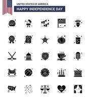 25 icônes créatives des États-Unis signes d'indépendance modernes et symboles du 4 juillet de thanksgiving décoration américaine pays des États-Unis modifiables éléments de conception de vecteur de la journée des États-Unis