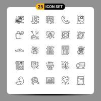 pack de 25 signes et symboles de lignes modernes pour les supports d'impression Web tels que le partage de téléphone drapeau éléments de conception vectoriels modifiables vecteur