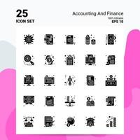 25 jeu d'icônes de comptabilité et de finance 100 fichiers eps modifiables 10 idées de concept de logo d'entreprise conception d'icône de glyphe solide vecteur