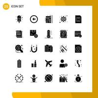 interface mobile glyphe solide ensemble de 25 pictogrammes de carte réagir physique gauche éléments de conception vectoriels modifiables vecteur
