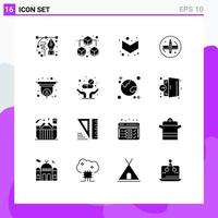 ensemble de 16 symboles d'icônes d'interface utilisateur modernes signes pour la sécurité cam flèche outil crayon éléments de conception vectoriels modifiables vecteur