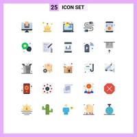 pack de 25 signes et symboles de couleurs plates modernes pour les supports d'impression Web tels que le partage de développement des éléments de conception vectoriels modifiables par câble de serveur d'analyse vecteur