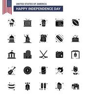 usa joyeux jour de l'indépendance ensemble de pictogrammes de 25 glyphes solides simples de ballon de sport cola day calendrier modifiable usa day vector design elements