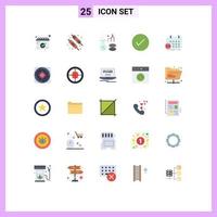 25 pack de couleurs plates de l'interface utilisateur de signes et symboles modernes de l'horaire spa cochez les éléments de conception vectoriels modifiables vecteur