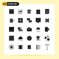interface mobile glyphe solide ensemble de 25 pictogrammes d'application radio de données surveiller les éléments de conception vectoriels modifiables d'impôt vecteur