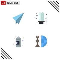 4 icônes plates universelles définies pour les applications web et mobiles papier art ampoule peinture fluorescente éléments de conception vectoriels modifiables vecteur