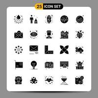 25 symboles de glyphes de pack d'icônes noires signes pour des conceptions réactives sur fond blanc 25 icônes définies fond de vecteur d'icône noire créative