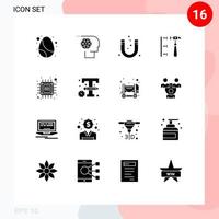 pack de 16 signes et symboles de glyphes solides modernes pour les supports d'impression Web tels que le personnel inefficace vis à tort éléments de conception vectoriels modifiables magnétiques vecteur