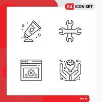 ensemble de pictogrammes de 4 couleurs plates remplies simples d'éléments de conception vectoriels modifiables d'entreprise de clé de peinture web crème vecteur