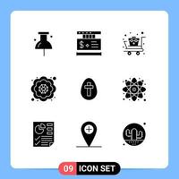 interface utilisateur pack de 9 glyphes solides de base de signe panier de pâques oeuf fleur éléments de conception vectoriels modifiables vecteur