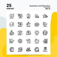 25 affaires et éducation jeu d'icônes 100 fichiers eps modifiables 10 idées de concept de logo d'entreprise conception d'icône de ligne vecteur