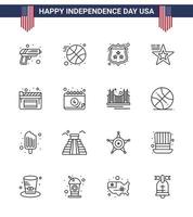 pack de lignes vectorielles modifiables de usa day 16 lignes simples de film cinema security usa américain modifiable usa day vector design elements