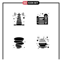 4 icônes créatives signes et symboles modernes de signal tempête satellite idée vent éléments de conception vectoriels modifiables vecteur