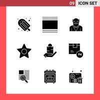 9 pack d'icônes symboles de glyphe de style solide sur fond blanc signes simples pour la conception générale fond de vecteur d'icône noire créative
