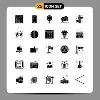 groupe de 25 signes et symboles de glyphes solides pour les éléments de conception vectoriels modifiables de carte coeur iphone mariage feu de camp vecteur
