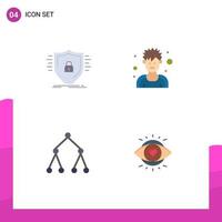 4 interface utilisateur pack d'icônes plates de signes et symboles modernes de la défense lien sécurité entraîneur topologie éléments de conception vectoriels modifiables vecteur