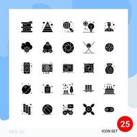 pack de 25 glyphes solides créatifs d'éléments de conception vectoriels modifiables d'intelligence artificielle d'apprentissage en profondeur vecteur