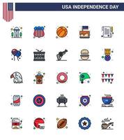 pack de 25 symboles de la fête de l'indépendance des états-unis de réception usa ball party cake modifiables usa day vector design elements