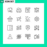 16 icônes créatives signes et symboles modernes de présentation molécule document atome cahier éléments de conception vectoriels modifiables vecteur