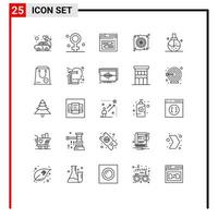 25 icônes créatives signes et symboles modernes de fan de beauté code de périphérique internet éléments de conception vectoriels modifiables vecteur