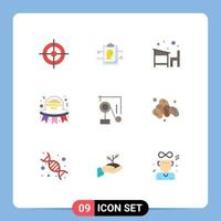 groupe de 9 signes et symboles de couleurs plates pour badge mères chaise happy school éléments de conception vectoriels modifiables vecteur