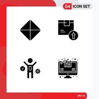 interface mobile glyphe solide ensemble de 4 pictogrammes d'idée de pilule flèche vers le haut analyse logistique éléments de conception vectoriels modifiables vecteur