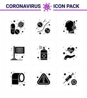 prévention des coronavirus 25 jeu d'icônes bleu assistance médicale microbe température coronavirus viral froid 2019nov éléments de conception de vecteur de maladie