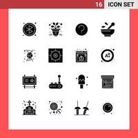 16 concept de glyphe solide pour les sites Web mobiles et les applications contrôlent l'adn ui chimie médecine éléments de conception vectoriels modifiables vecteur