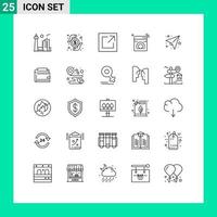 ligne d'interface mobile ensemble de 25 pictogrammes de machine de recherche de lavage de message éléments de conception vectoriels modifiables sur internet vecteur