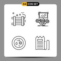 4 symboles de contour du pack d'icônes noires signes pour des conceptions réactives sur fond blanc 4 icônes définies fond de vecteur d'icône noire créative