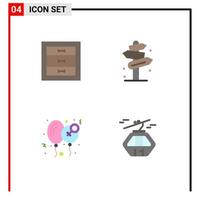pack d'icônes plates de 4 symboles universels de boîtes ballon intérieur post heureux éléments de conception vectoriels modifiables vecteur