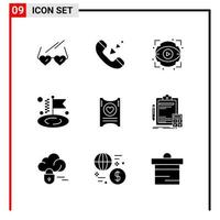 9 icônes générales pour la conception de sites Web d'impression et d'applications mobiles 9 signes de symboles de glyphe isolés sur fond blanc 9 pack d'icônes fond de vecteur d'icône noire créative