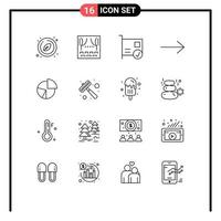 16 icônes créatives signes et symboles modernes de diagramme graphique carte matériel droit éléments de conception vectoriels modifiables vecteur