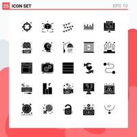 25 concept de glyphe solide pour les sites Web mobiles et les applications ordinateur allume les éléments de conception vectoriels modifiables du graphique vecteur