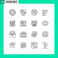 pack de 16 signes et symboles de contours modernes pour les supports d'impression web tels que internet trouver des éléments de conception vectoriels modifiables vecteur
