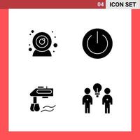 4 pack d'icônes symboles de glyphe de style solide sur fond blanc signes simples pour la conception générale fond de vecteur d'icône noire créative