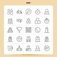 contour 25 bébé icône ensemble vecteur ligne style conception noir icônes ensemble linéaire pictogramme pack web et mobile affaires idées conception illustration vectorielle
