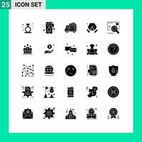 ensemble de 25 symboles d'icônes d'interface utilisateur modernes signes pour masque de déchets horloge gaz personnes éléments de conception vectoriels modifiables vecteur