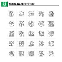 25 icône d'énergie durable définie fond vectoriel