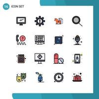 ensemble de 16 symboles d'icônes d'interface utilisateur modernes signes pour les ressources tactiques de zoom finances affaires éléments de conception vectoriels créatifs modifiables vecteur