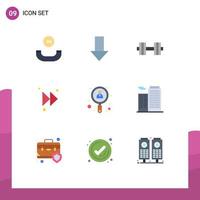 interface mobile couleur plate ensemble de 9 pictogrammes d'haltères de recherche d'emploi employé vers l'avant éléments de conception vectoriels modifiables vecteur