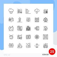 ensemble de pictogrammes de 25 lignes simples de téléchargement de budget financer des éléments de conception vectoriels modifiables dans le nuage vecteur
