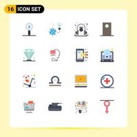 16 icônes créatives signes et symboles modernes d'entrée intérieure ampoule porte apprentissage pack modifiable d'éléments de conception de vecteur créatif