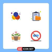 pack de 4 icônes plates modernes signes et symboles pour les supports d'impression web tels que les couleurs argent fichier d'archive pot éléments de conception vectoriels modifiables vecteur