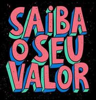 affiche colorée de motivation portugaise brésilienne. traduction - connaître votre valeur. vecteur
