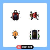 ensemble de 4 symboles d'icônes d'interface utilisateur modernes signes pour sac sac de voyage électrique haut-parleur lampe éléments de conception vectoriels modifiables vecteur