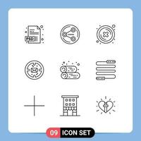 ensemble de 9 symboles d'icônes d'interface utilisateur modernes signes pour la cabine de cheminée cross mail finance éléments de conception vectoriels modifiables vecteur